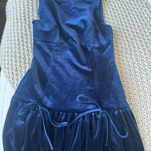 Elegant Blue Velvet Dress